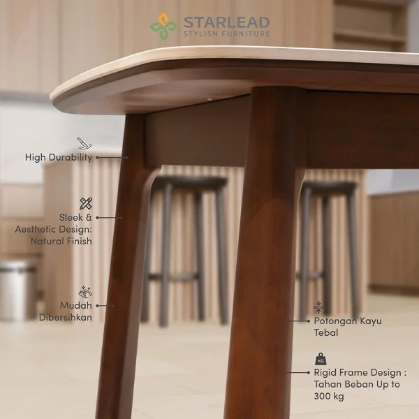 STARLEAD Meja Makan Sintered Stone – Curved Travertine White - Image 4