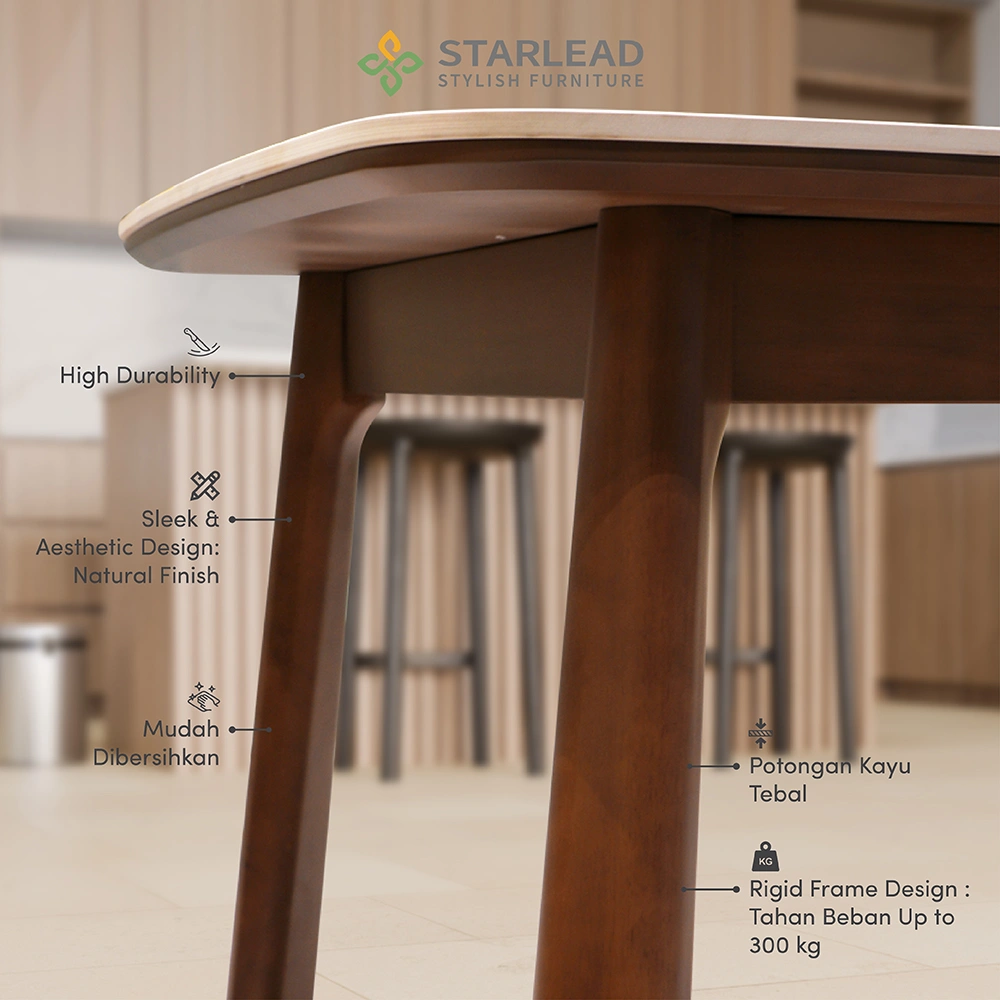 STARLEAD Meja Makan Sintered Stone – Curved Travertine White