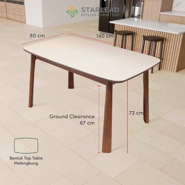 STARLEAD Meja Makan Sintered Stone – Curved Travertine White - Image 5
