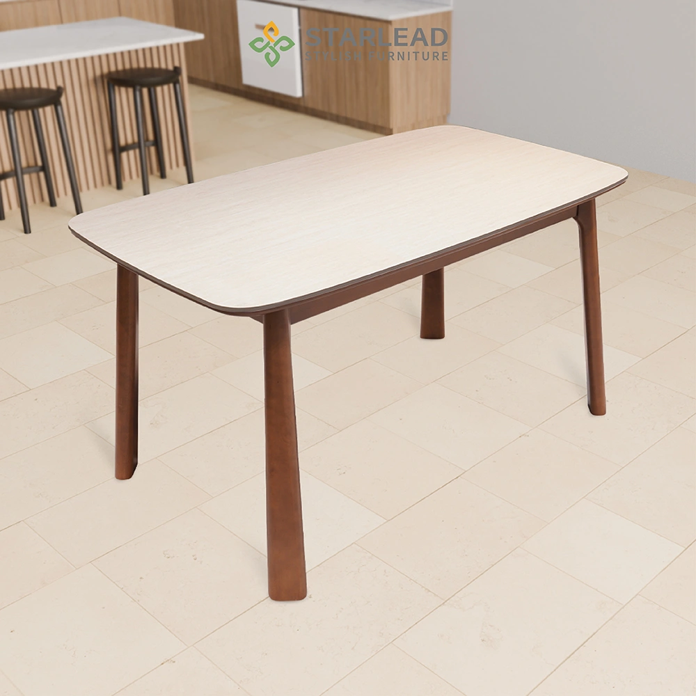 STARLEAD Meja Makan Sintered Stone – Curved Travertine White