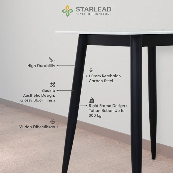STARLEAD Meja Makan Sintered Stone – Solis 60 Snow White & Ermine Grey - Image 4