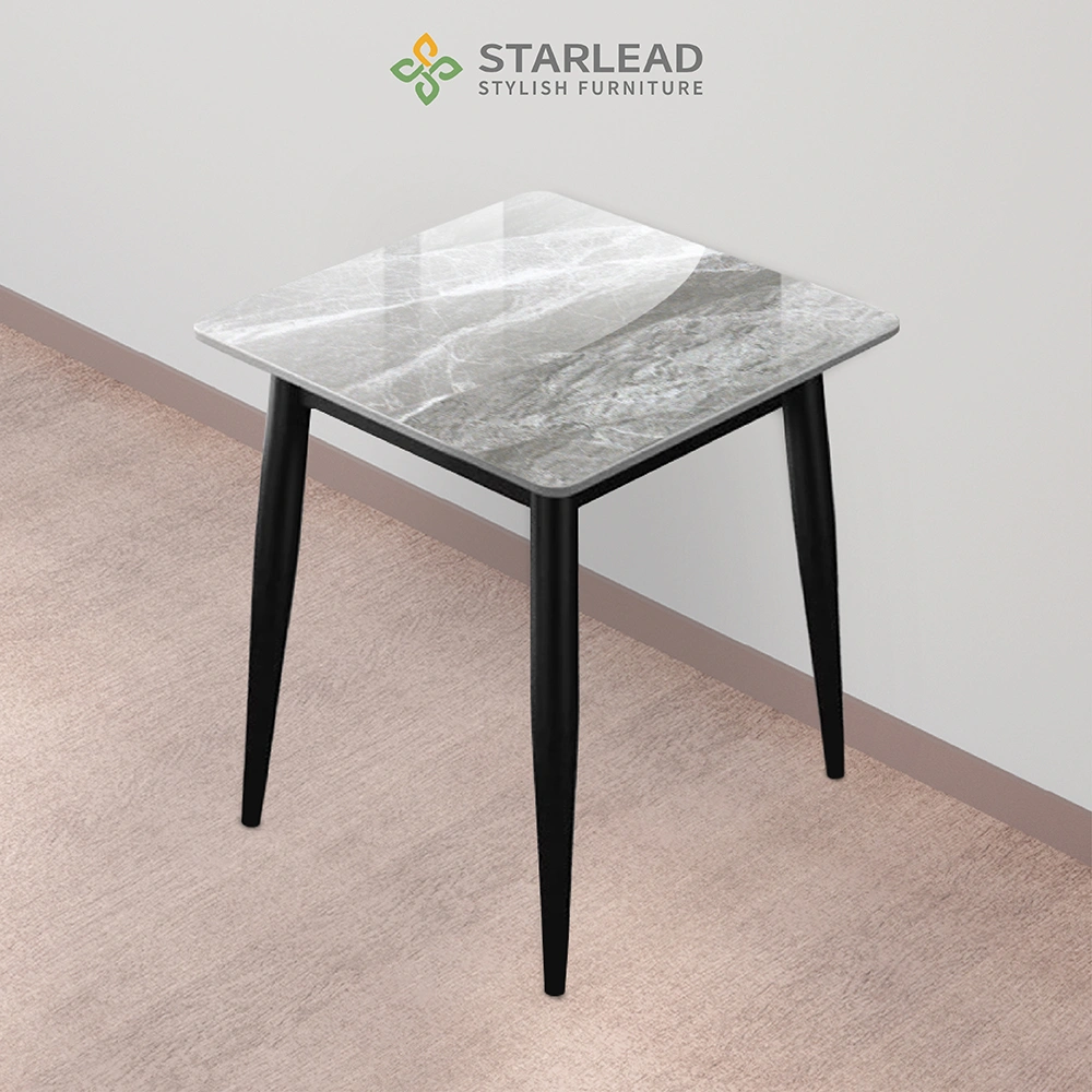 STARLEAD Meja Makan Sintered Stone – Solis 60 Snow White & Ermine Grey