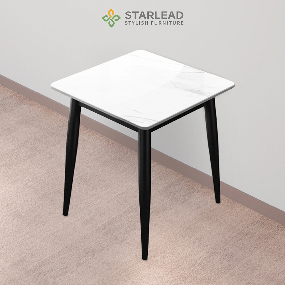 STARLEAD Meja Makan Sintered Stone – Solis 60 Snow White & Ermine Grey
