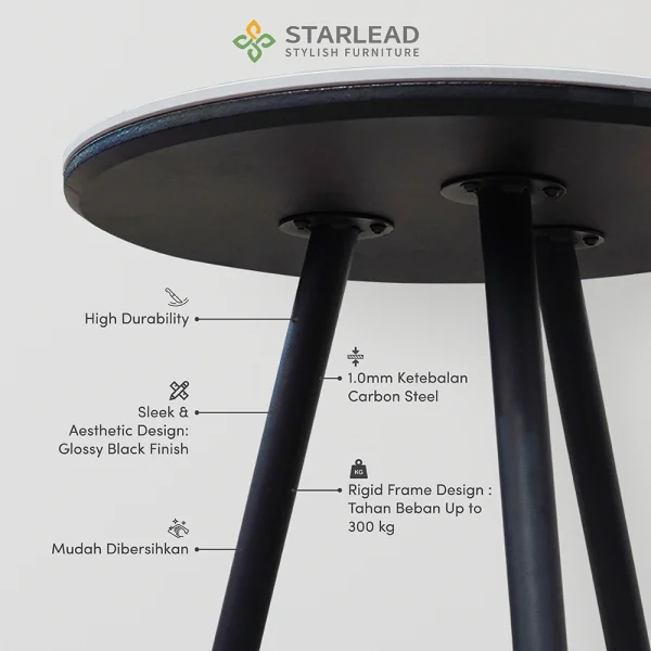 STARLEAD Meja Makan Sintered Stone – Aria 60 Snow White & Ermine Grey - Image 3