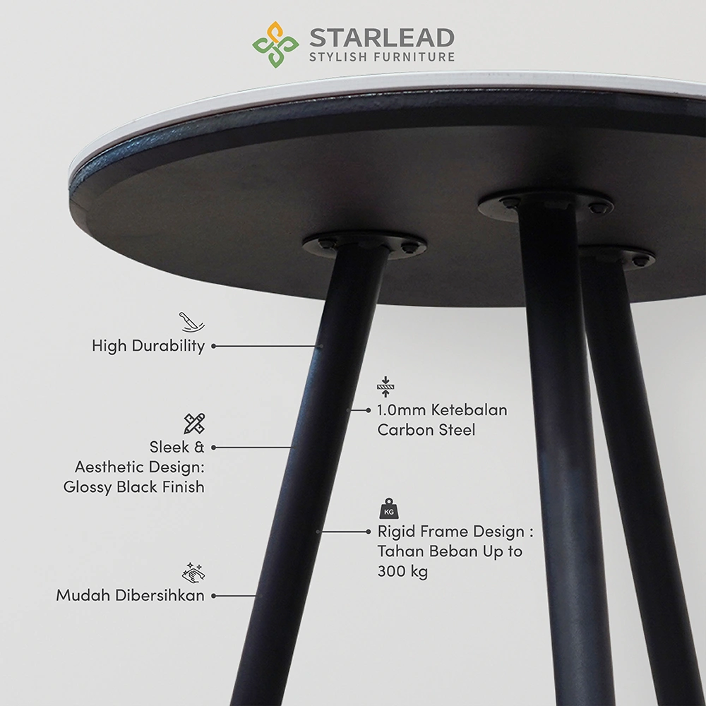 STARLEAD Meja Makan Sintered Stone – Aria 60 Snow White & Ermine Grey
