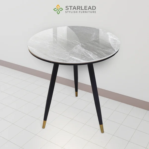 STARLEAD Meja Makan Sintered Stone – Aria 60 Snow White & Ermine Grey - Image 7