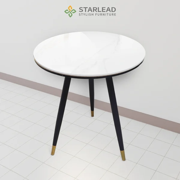 STARLEAD Meja Makan Sintered Stone – Aria 60 Snow White & Ermine Grey - Image 6