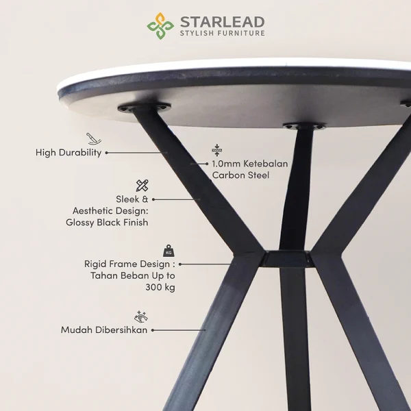 STARLEAD Meja Makan Sintered Stone – Axis 60 Snow White & Ermine Grey - Image 3