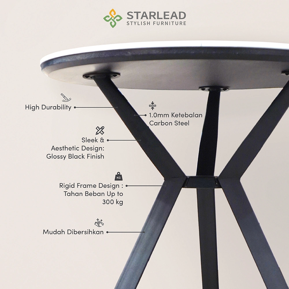 STARLEAD Meja Makan Sintered Stone – Axis 60 Snow White & Ermine Grey