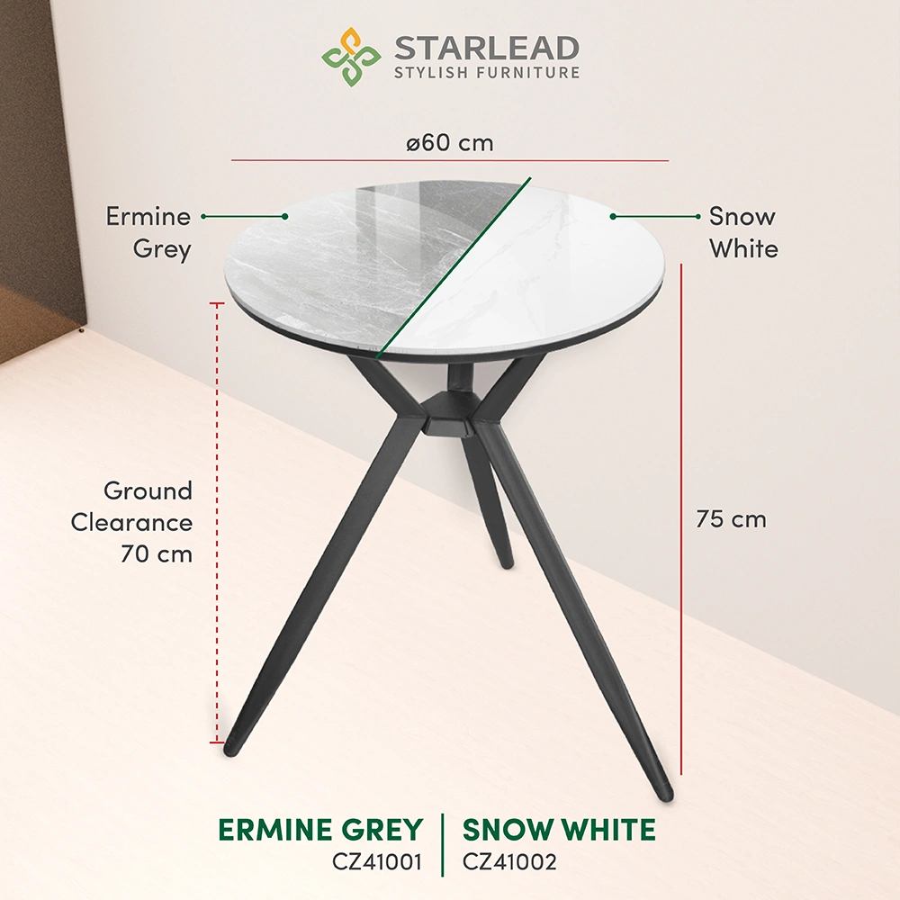 STARLEAD Meja Makan Sintered Stone – Axis 60 Snow White & Ermine Grey