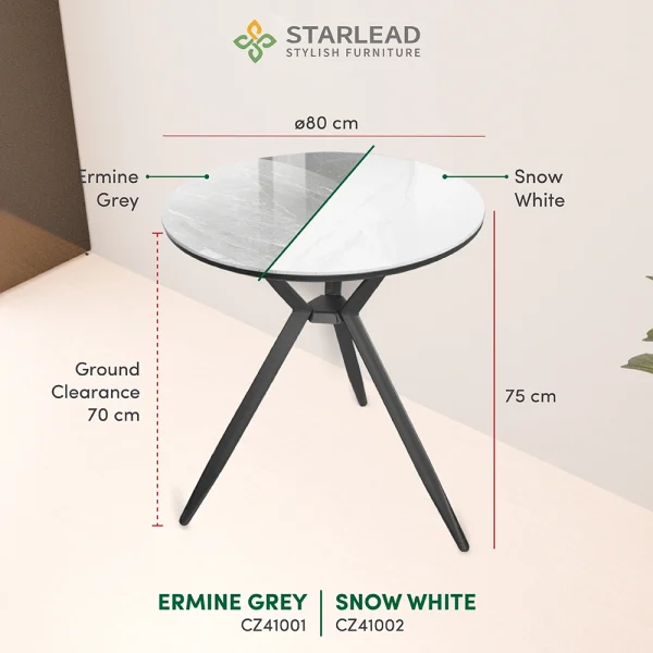 STARLEAD Meja Makan Sintered Stone – Axis 80 Snow White & Ermine Grey - Image 5