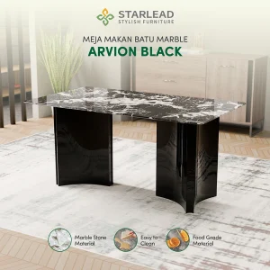 STARLEAD Meja Makan Marble Stone – Arvion Black