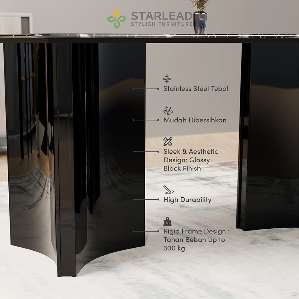 STARLEAD Meja Makan Marble Stone – Arvion Black