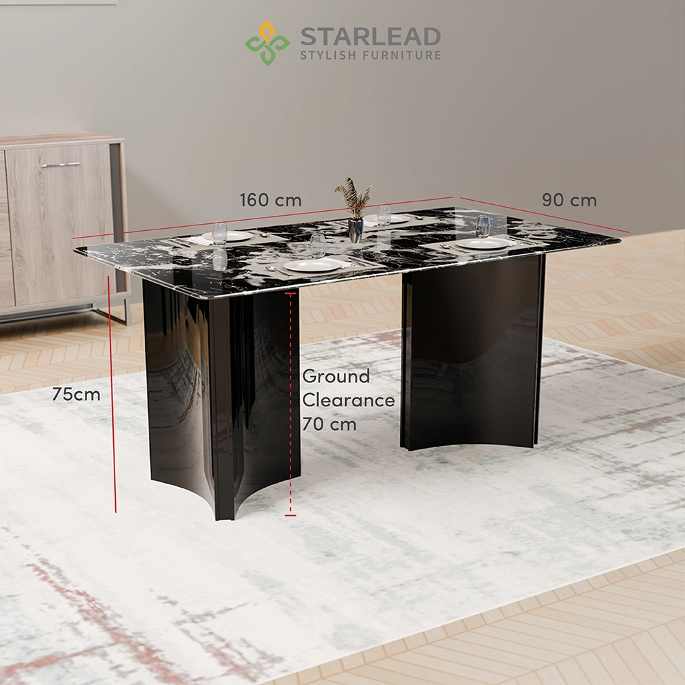 STARLEAD Meja Makan Marble Stone – Arvion Black