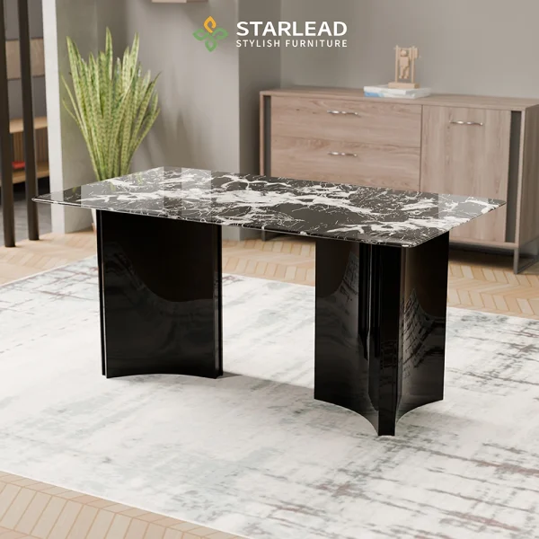 STARLEAD Meja Makan Marble Stone – Arvion Black - Image 6