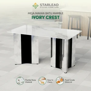 STARLEAD Meja Makan Marble Stone – Ivory Crest