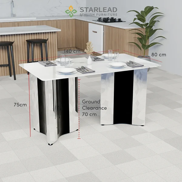 STARLEAD Meja Makan Marble Stone – Ivory Crest - Image 5
