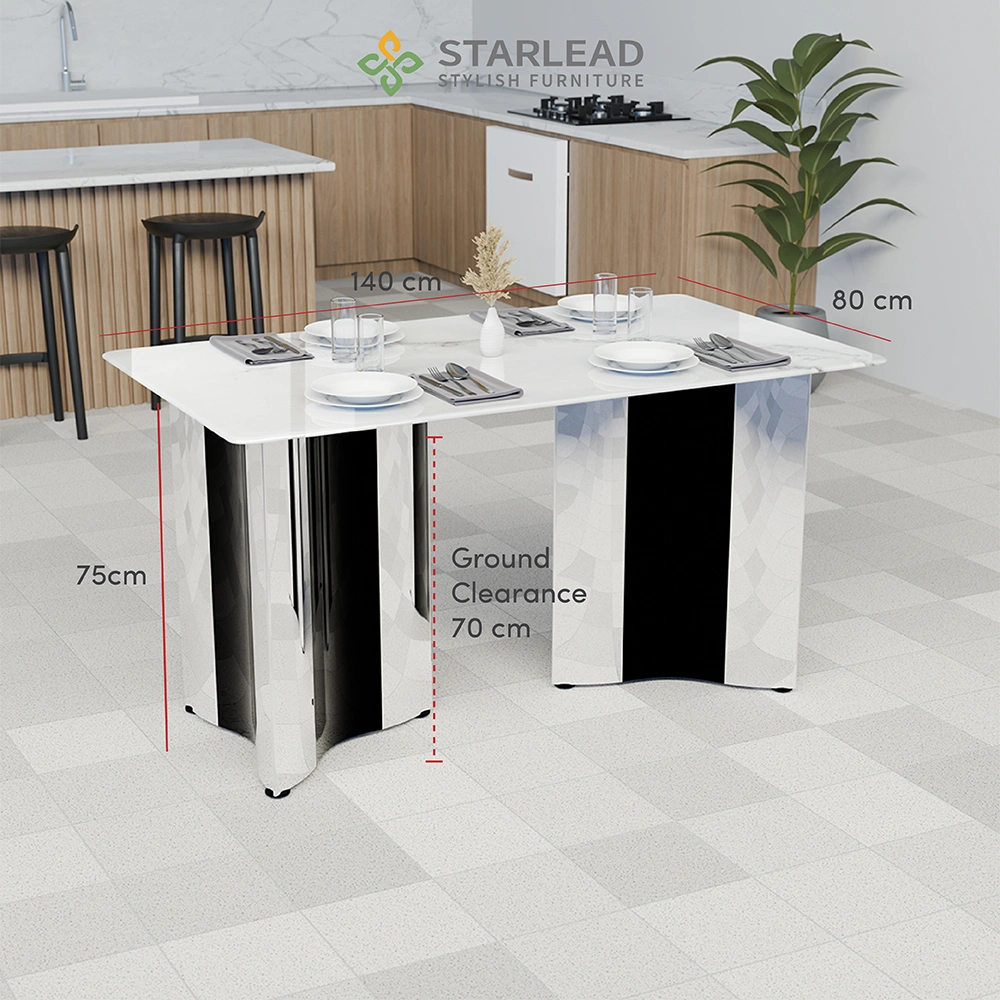 STARLEAD Meja Makan Marble Stone – Ivory Crest