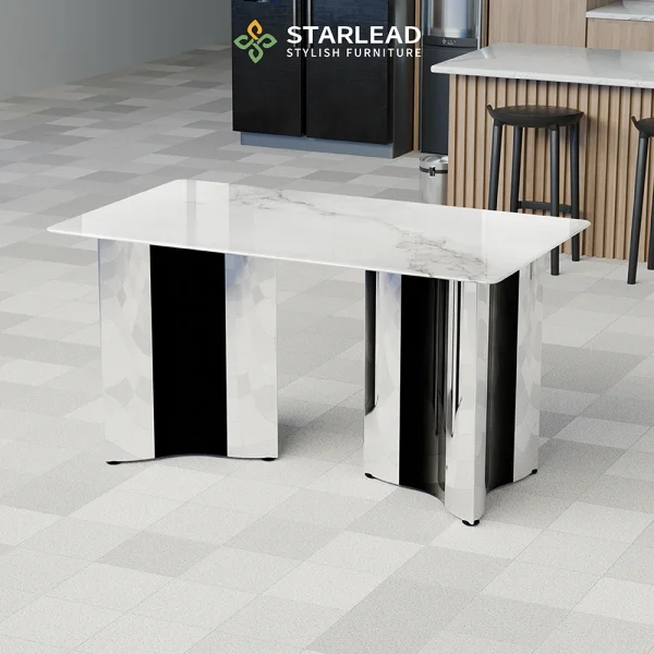 STARLEAD Meja Makan Marble Stone – Ivory Crest - Image 6