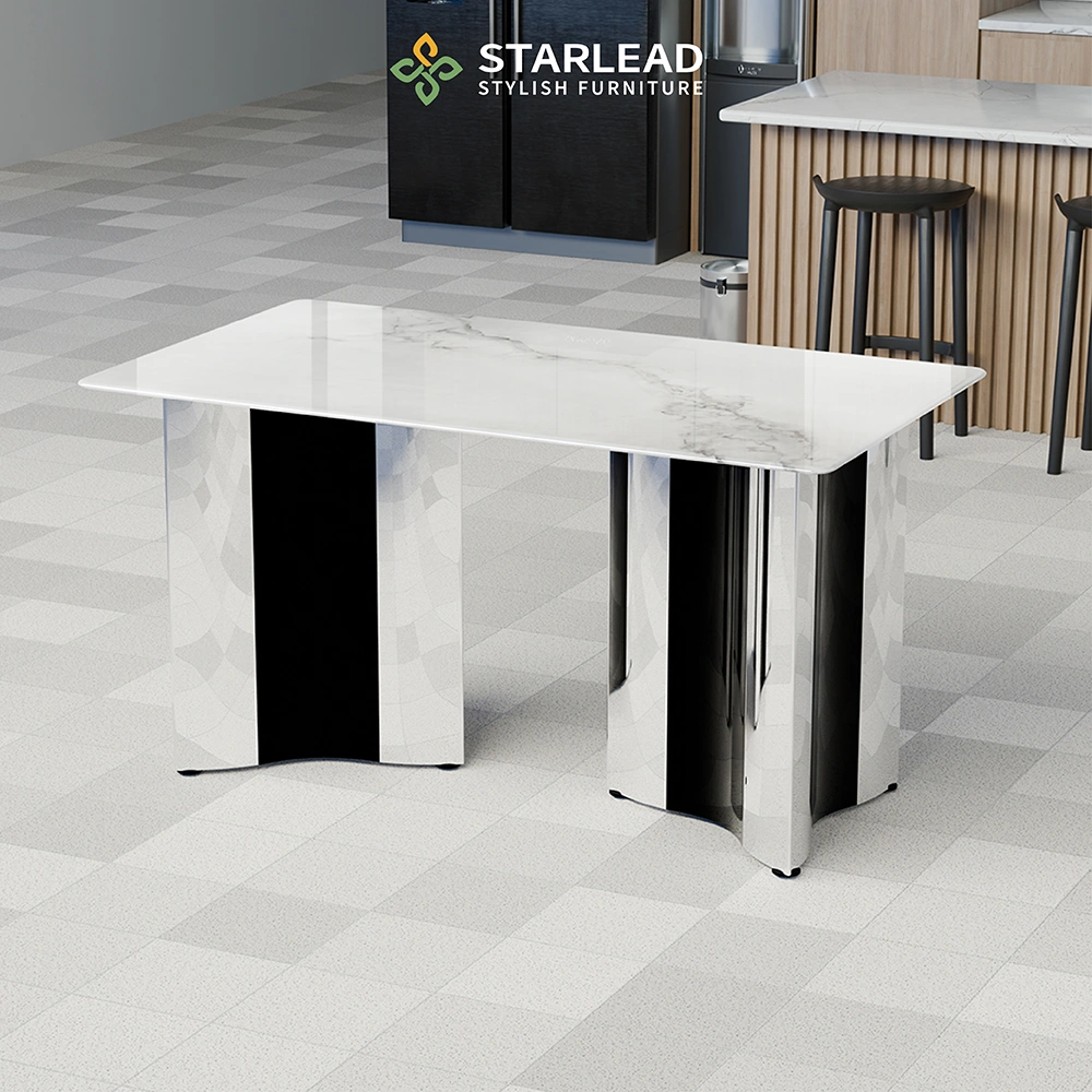 STARLEAD Meja Makan Marble Stone – Ivory Crest