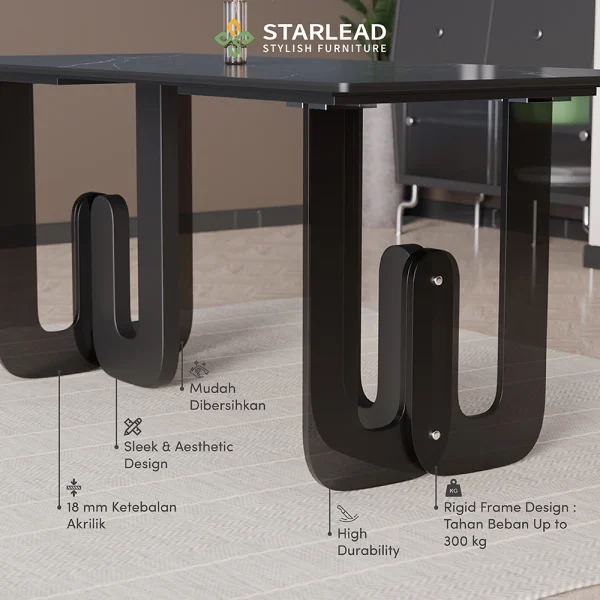 STARLEAD Meja Makan Composite Sintered Stone – Shakespeare Black - Image 4