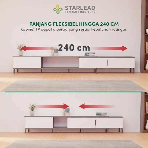 STARLEAD Meja TV Sintered Stone - Alaska Long White - Image 5