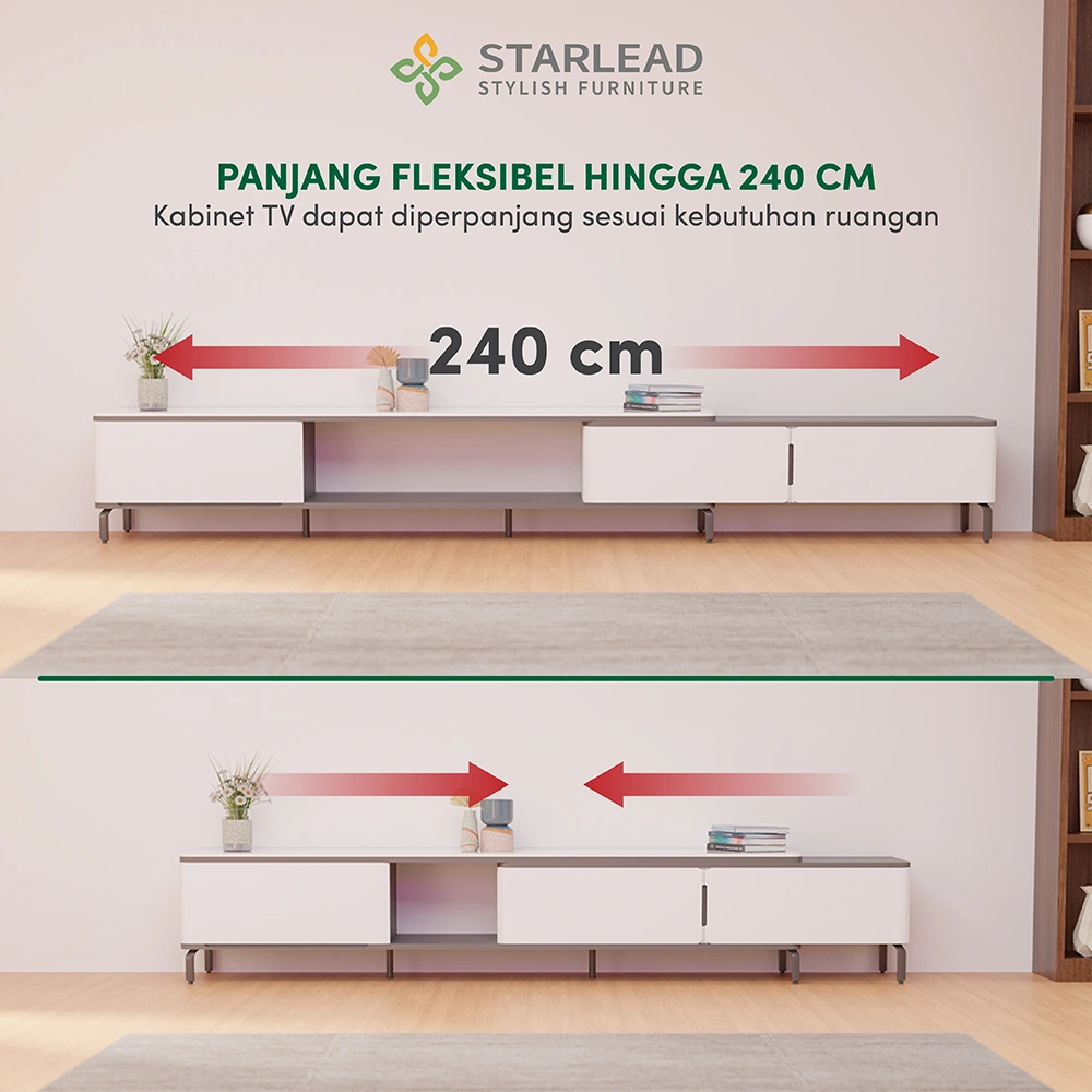 STARLEAD Meja TV Sintered Stone - Alaska Long White