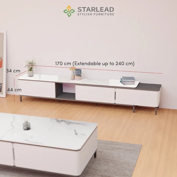 STARLEAD Meja TV Sintered Stone - Alaska Long White - Image 6