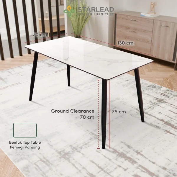 STARLEAD Meja Makan Sintered Stone – Snow White & Ermine Gray - Image 5