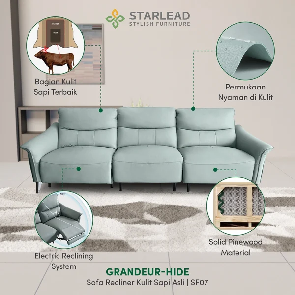 STARLEAD Recliner Sofa - Grandeur-Hide - Image 2