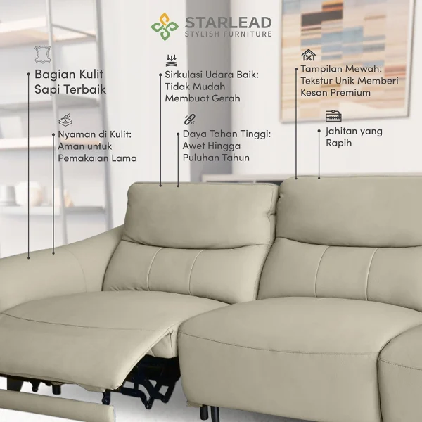 STARLEAD Recliner Sofa - Grandeur-Hide - Image 3