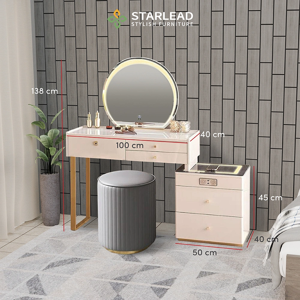 STARLEAD Meja Rias Sintered Stone – Modern Champagne Grey