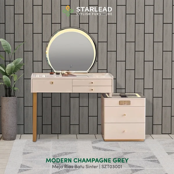 STARLEAD Meja Rias Sintered Stone – Modern Champagne Grey - Image 7