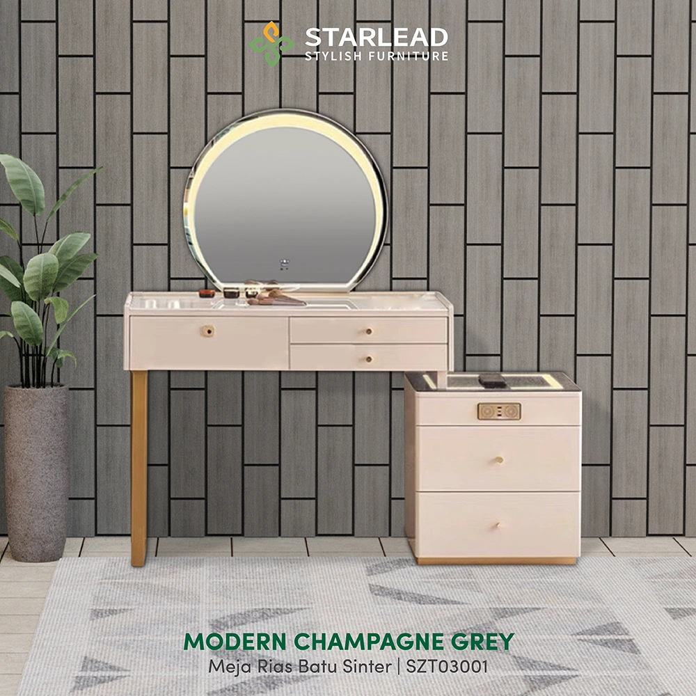 STARLEAD Meja Rias Sintered Stone – Modern Champagne Grey