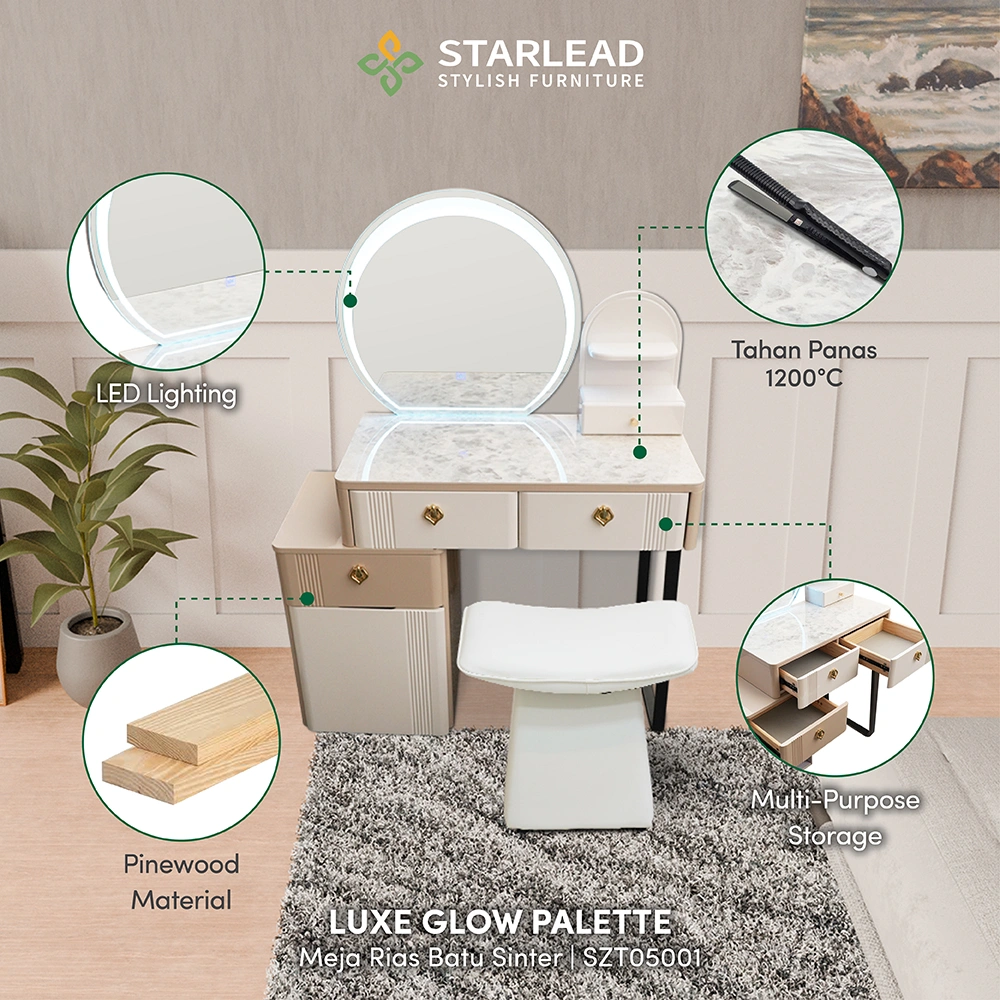 STARLEAD Meja Rias Sintered Stone – Luxe Glow Palette