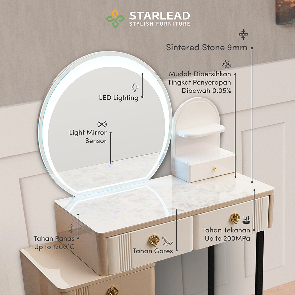 STARLEAD Meja Rias Sintered Stone – Luxe Glow Palette