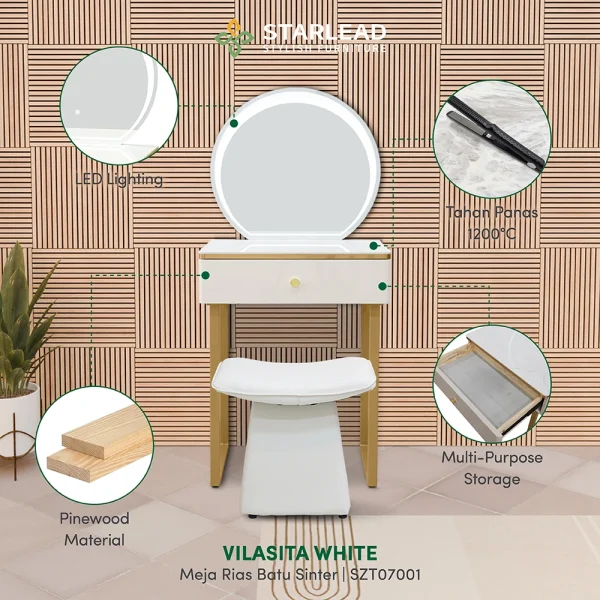STARLEAD Meja Rias Sintered Stone – Vilasita White - Image 2
