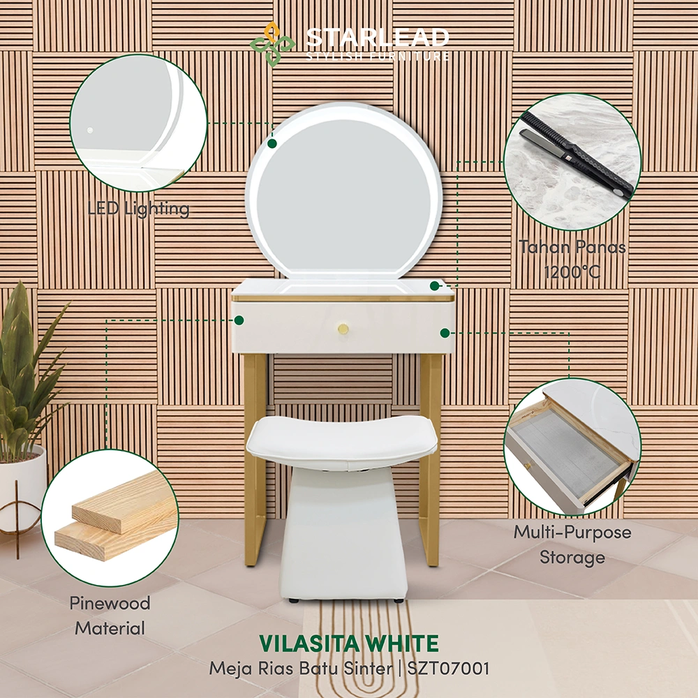 STARLEAD Meja Rias Sintered Stone – Vilasita White