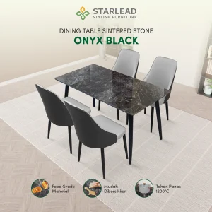 STARLEAD Meja Makan Sintered Stone – Onyx Black