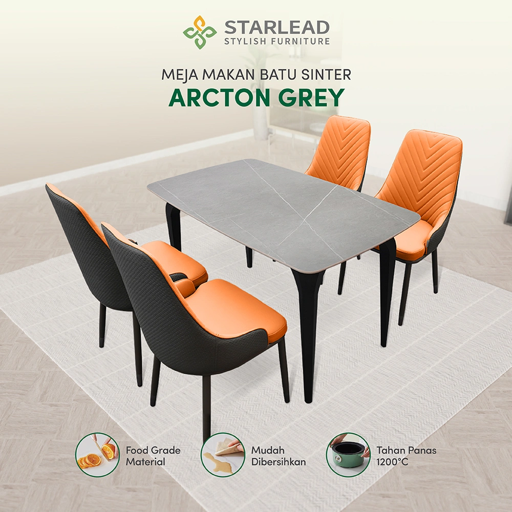 STARLEAD Meja Makan Sintered Stone – Arcton Grey