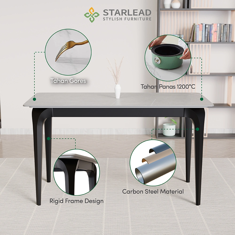 STARLEAD Meja Makan Sintered Stone – Arcton Grey