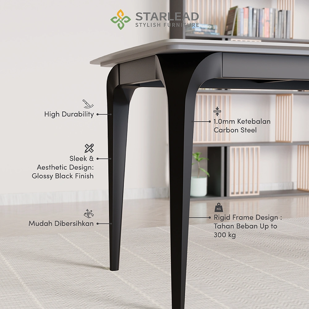 STARLEAD Meja Makan Sintered Stone – Arcton Grey
