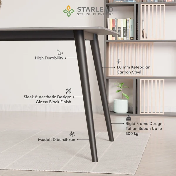 STARLEAD Meja Makan Sintered Stone – Onyx Black - Image 3