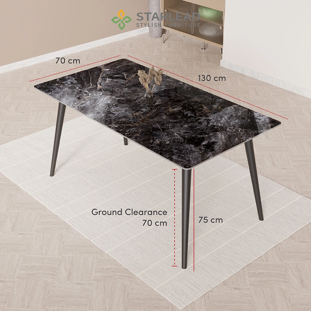 STARLEAD Meja Makan Sintered Stone – Onyx Black