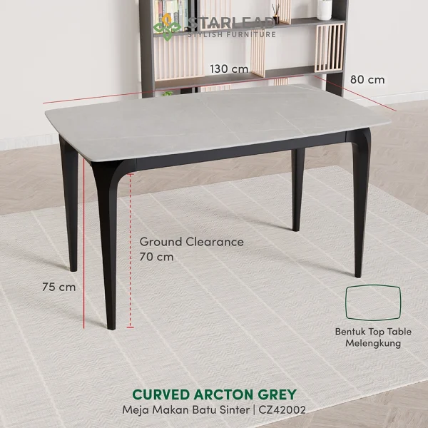 STARLEAD Meja Makan Sintered Stone – Arcton Grey - Image 4