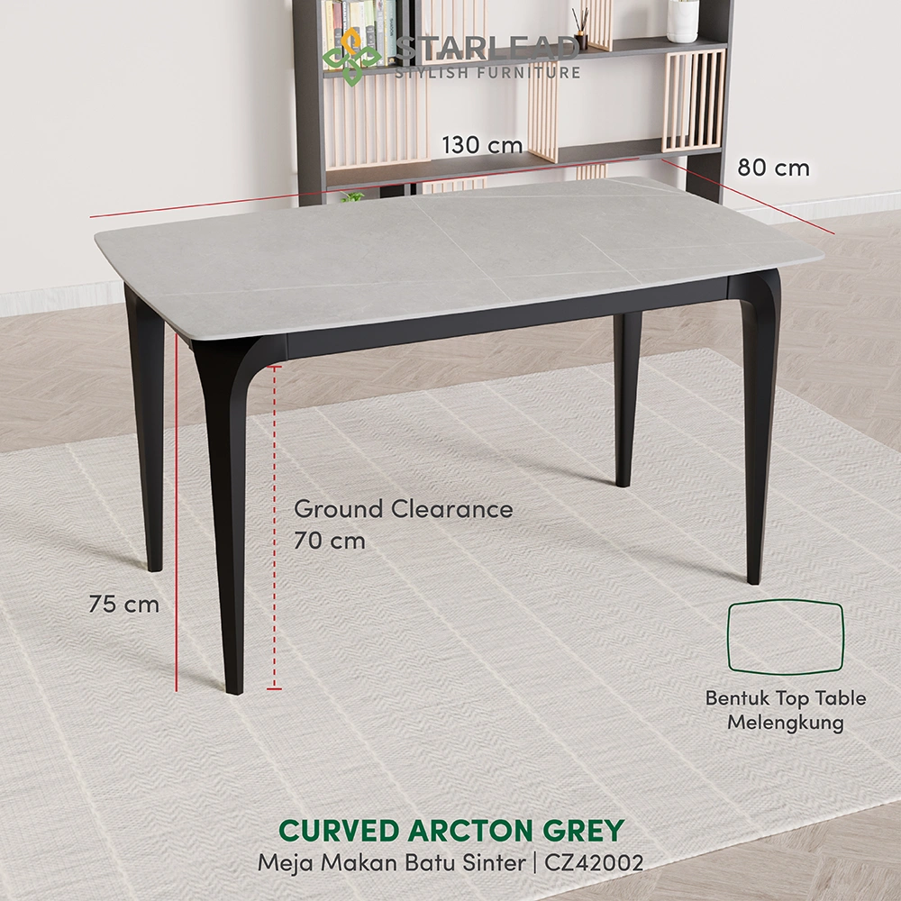 STARLEAD Meja Makan Sintered Stone – Arcton Grey