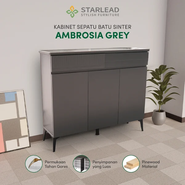 STARLEAD Rak Kabinet Sepatu Sintered Stone - Ambrosia Grey - Image 1