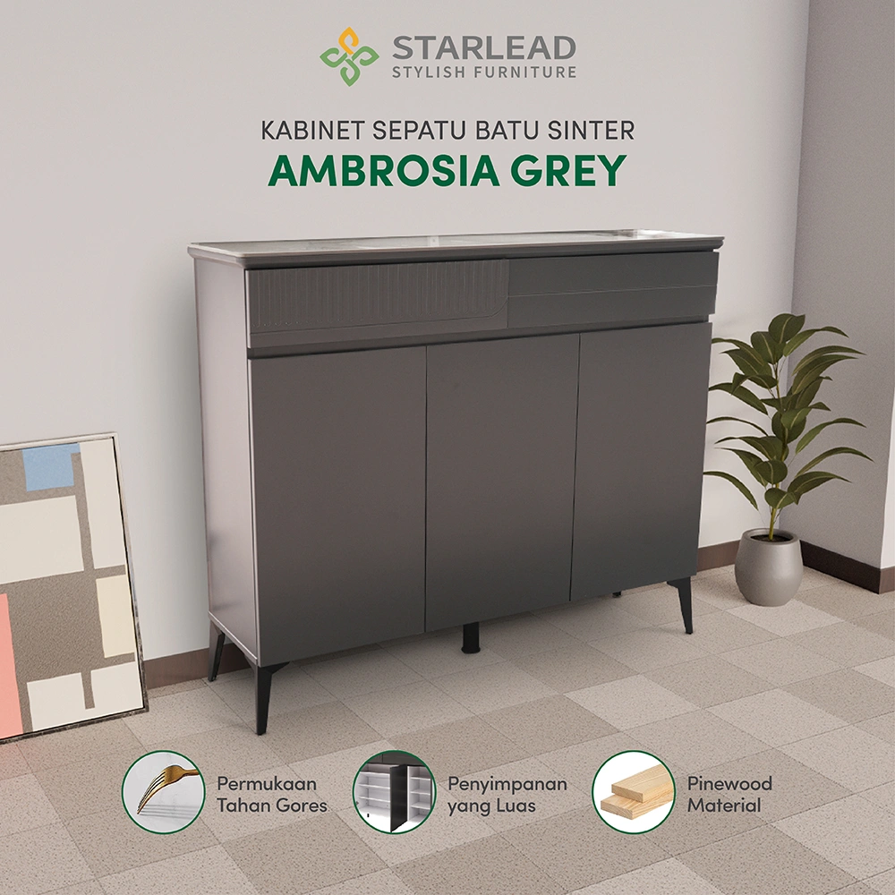 STARLEAD Rak Kabinet Sepatu Sintered Stone - Ambrosia Grey