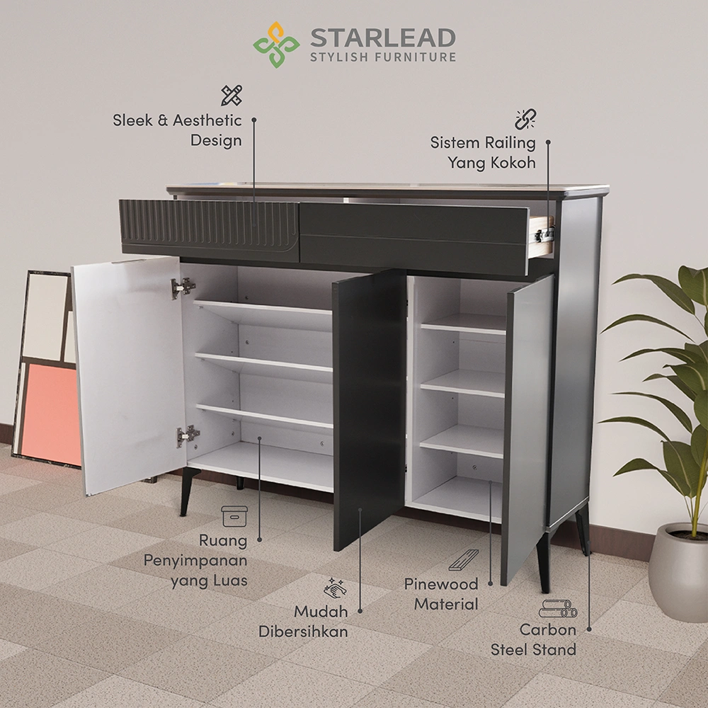 STARLEAD Rak Kabinet Sepatu Sintered Stone - Ambrosia Grey