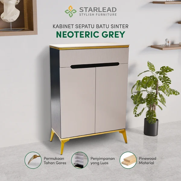 STARLEAD Rak Kabinet Sepatu Sintered Stone - Neoteric Grey - Image 1